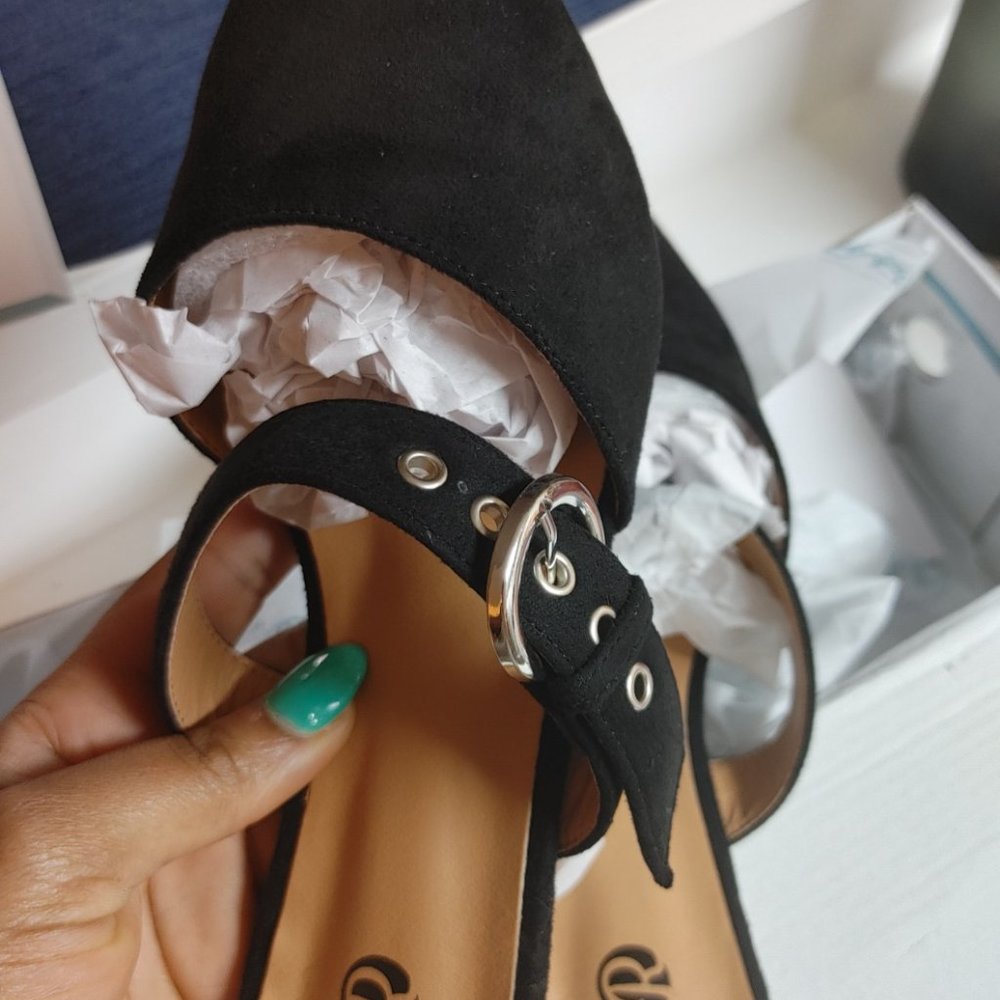 Adjustable Strap Pointed Toe Backless Loafer Shoes - image 2